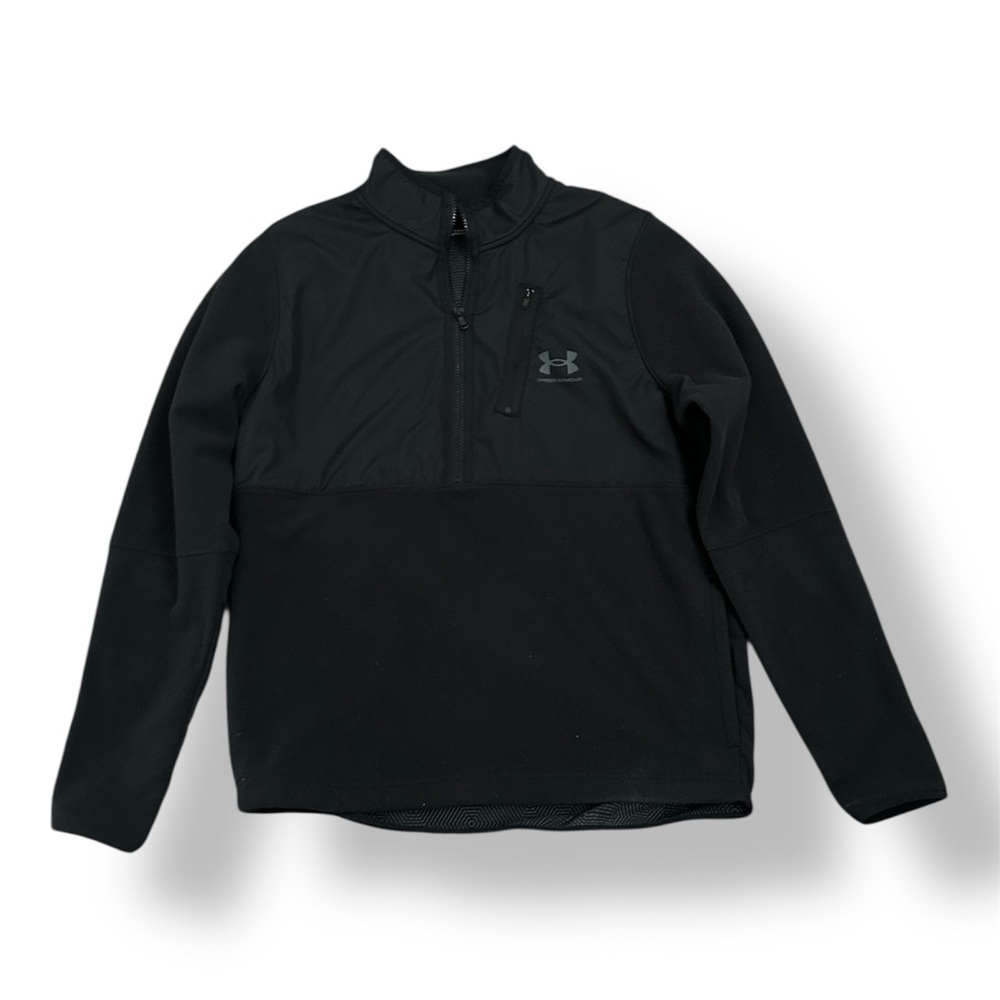 Under Armour Men’s Black 1/4 Zip Pullover, Loose Fit, Size Large